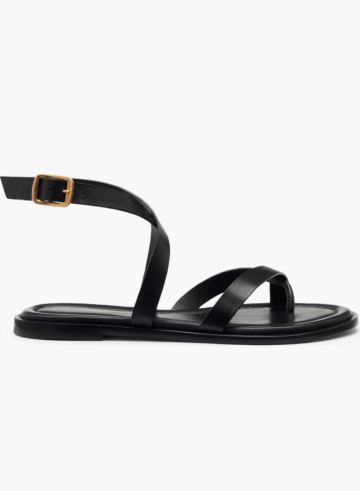 Chic Reformation Jane Black Leather Flat Sandals Size 10